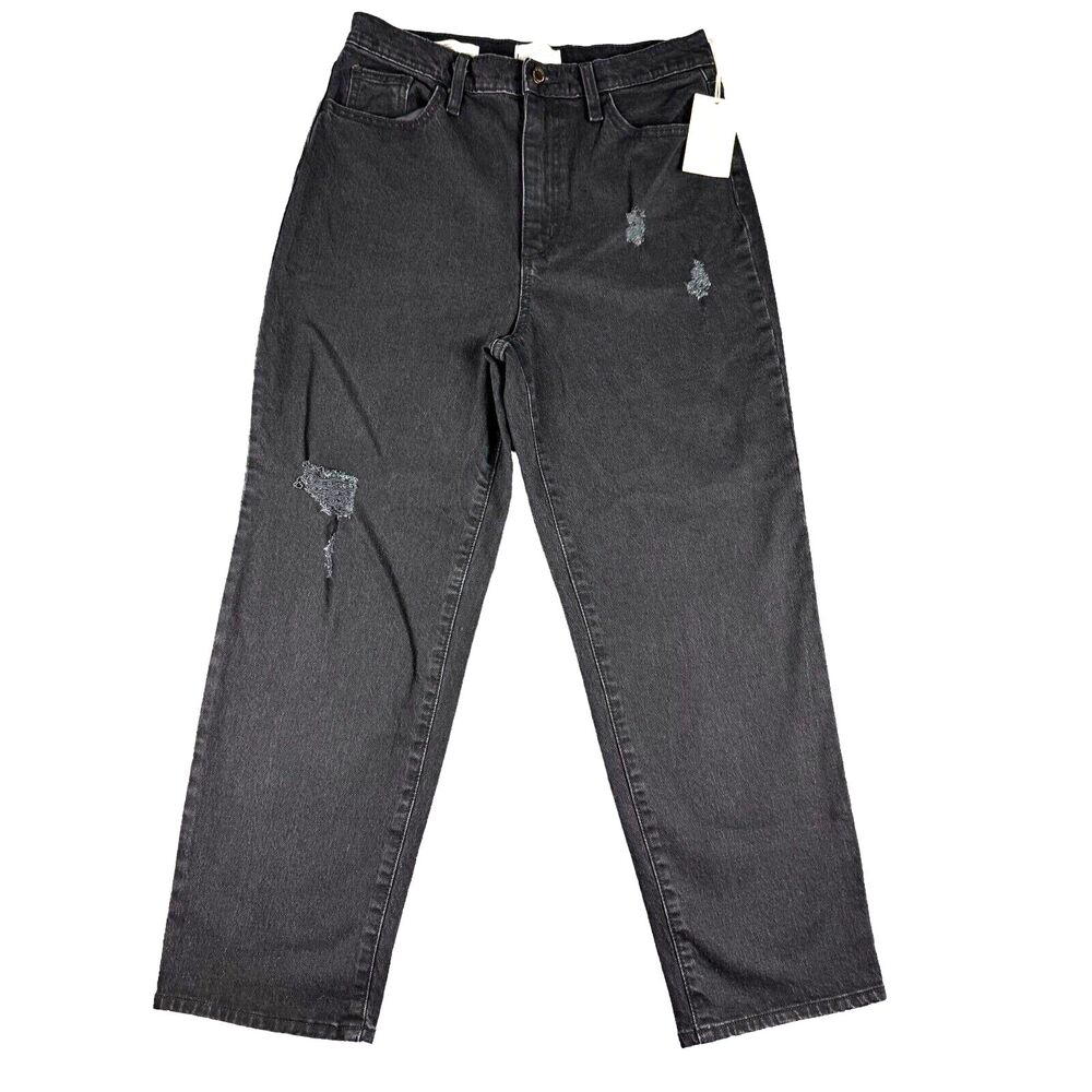 Universal Thread Jeans Womens 10/30R Black Straight High Rise Distressed Vintage